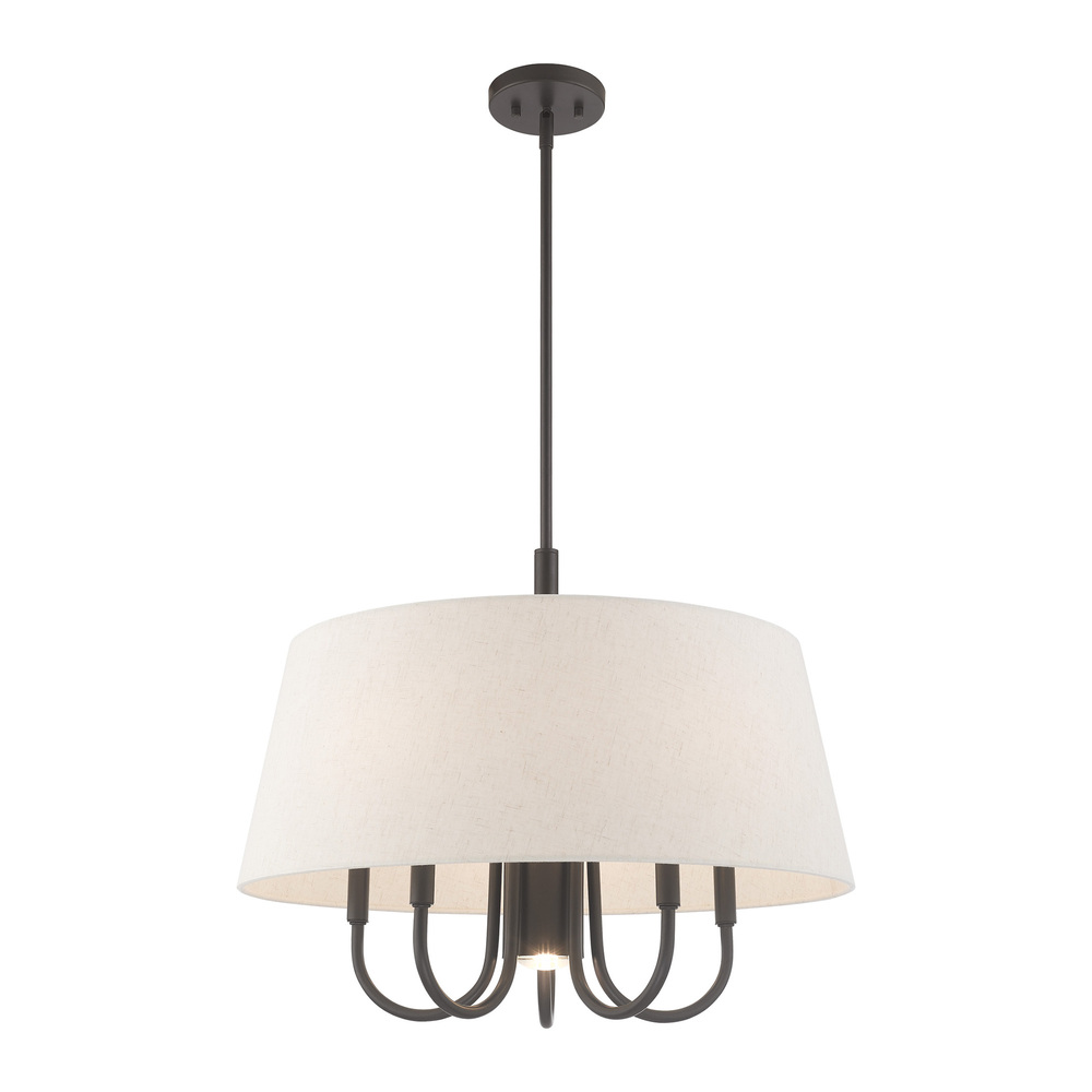 6 Lt English Bronze Pendant Chandelier