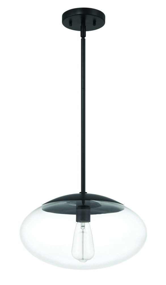 1 Light Large Oval Pendant with Clear Glass