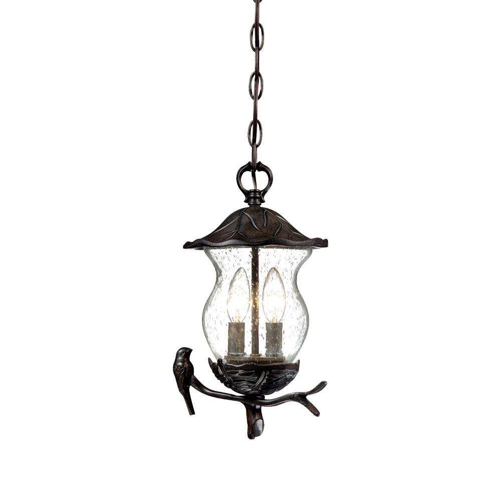 Avian Collection Hanging Lantern 2-Light Outdoor Black Coral Light Fixture