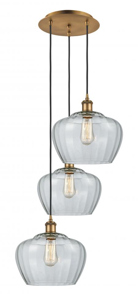 Fenton - 3 Light - 18 inch - Brushed Brass - Cord Hung - Multi Pendant