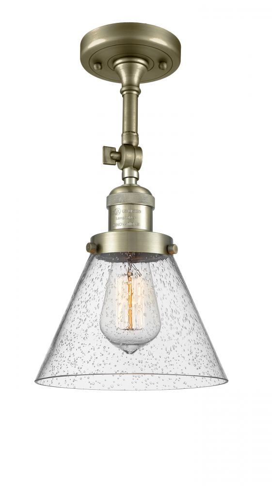 Cone - 1 Light - 8 inch - Antique Brass - Adjustable Semi-Flush Mount