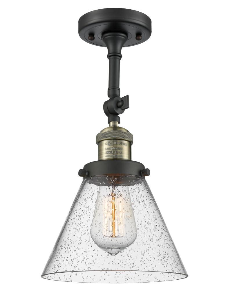 Cone - 1 Light - 8 inch - Black Antique Brass - Adjustable Semi-Flush Mount