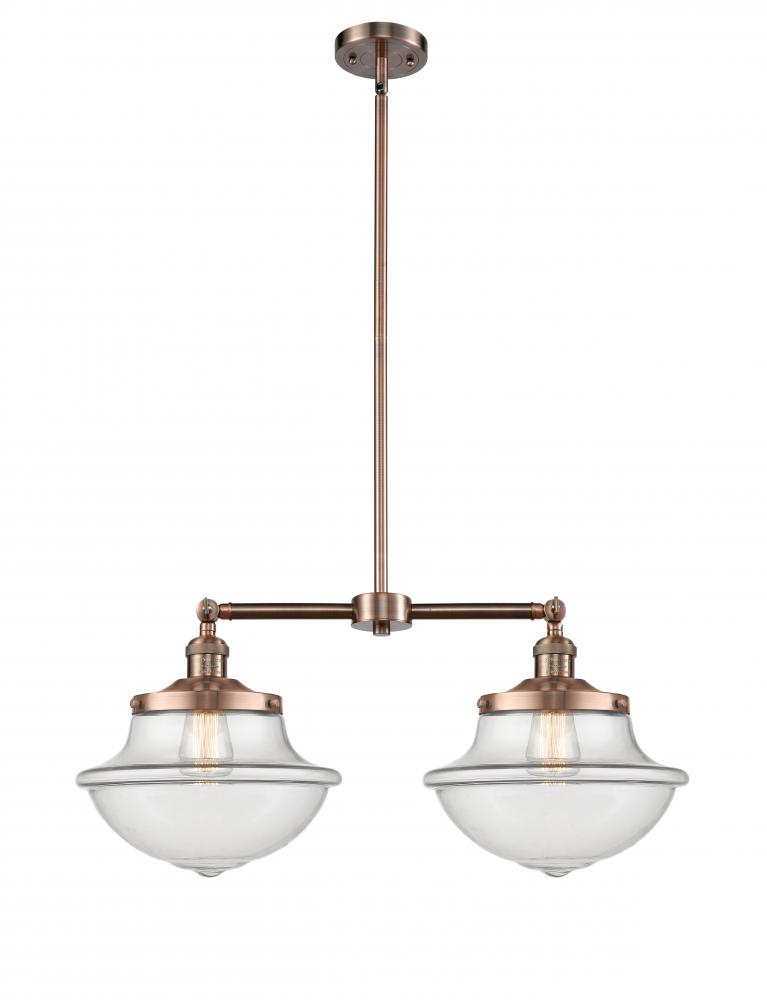 Oxford - 2 Light - 25 inch - Antique Copper - Stem Hung - Adjustable Island Light
