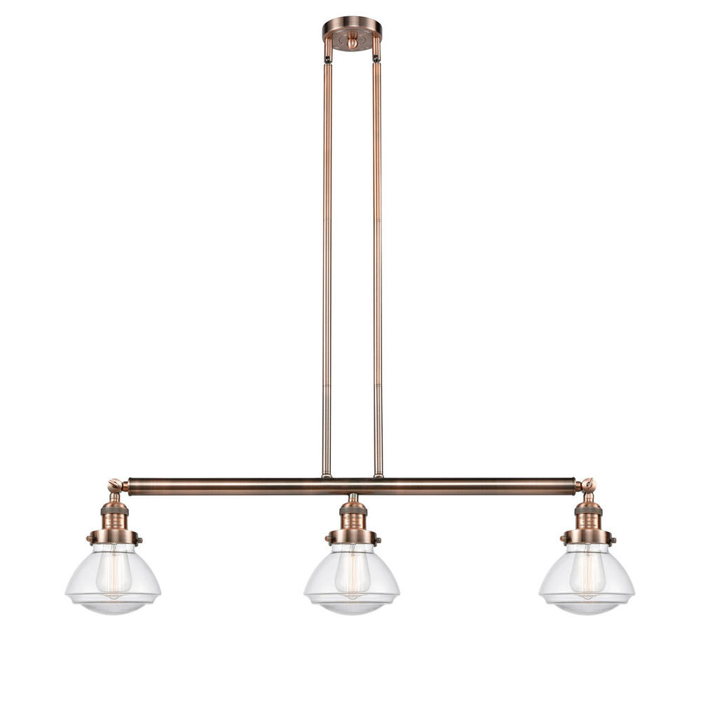 Olean - 3 Light - 39 inch - Antique Copper - Stem Hung - Adjustable Island Light