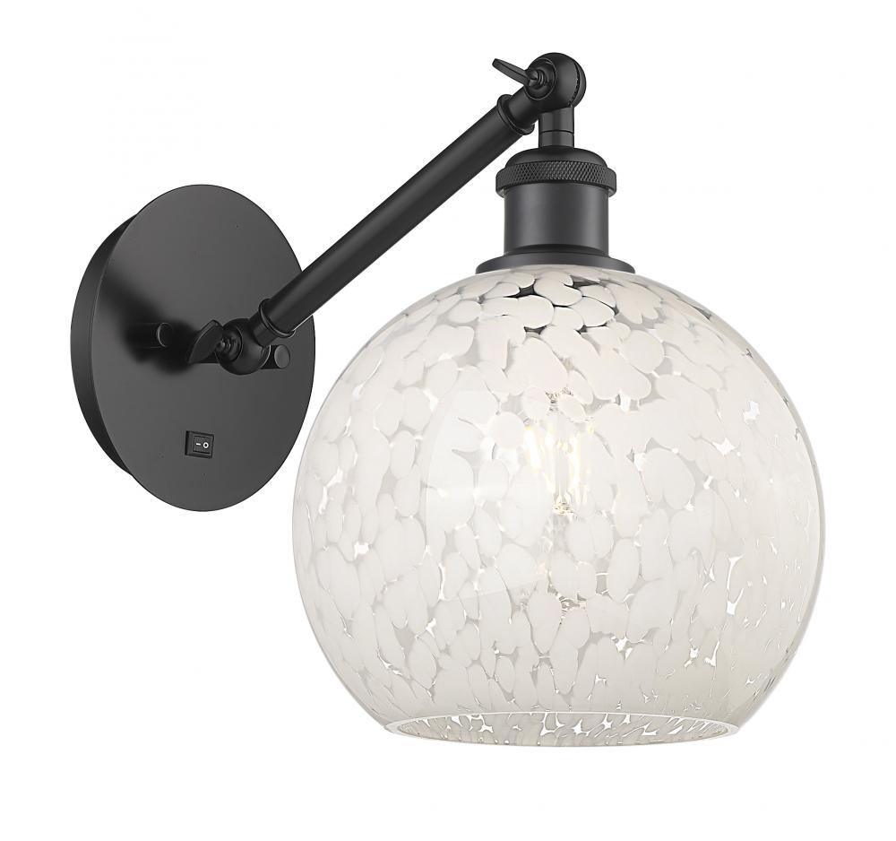 White Mouchette - 1 Light - 8 inch - Matte Black - Adjustable Sconce