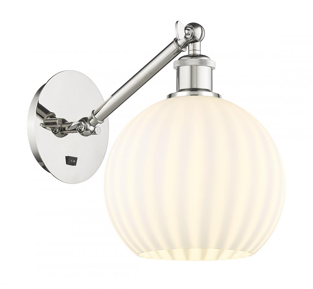 White Venetian - 1 Light - 8 inch - Polished Nickel - Adjustable Sconce