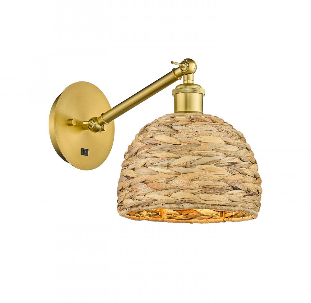 Woven Rattan - 1 Light - 8 inch - Satin Gold - Adjustable Sconce