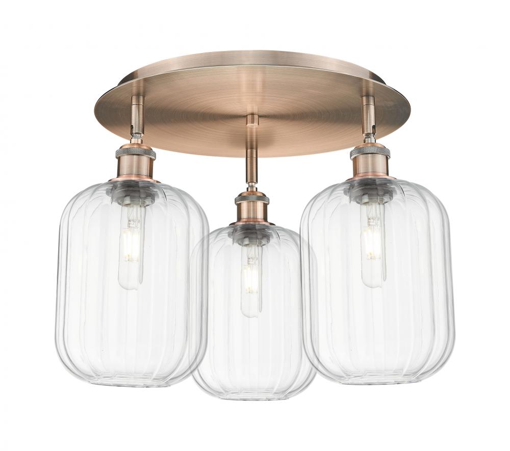 Preston Cylinder - 3 Light - 19 inch - Satin Nickel - Flush Mount