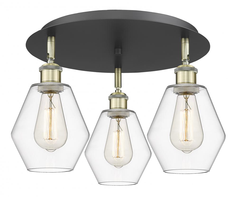 Cindyrella - 3 Light - 18 inch - Black Antique Brass - Flush Mount