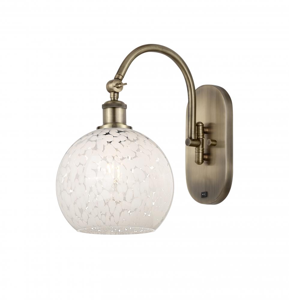 White Mouchette - 1 Light - 8 inch - Antique Brass - Adjustable Swing Arm