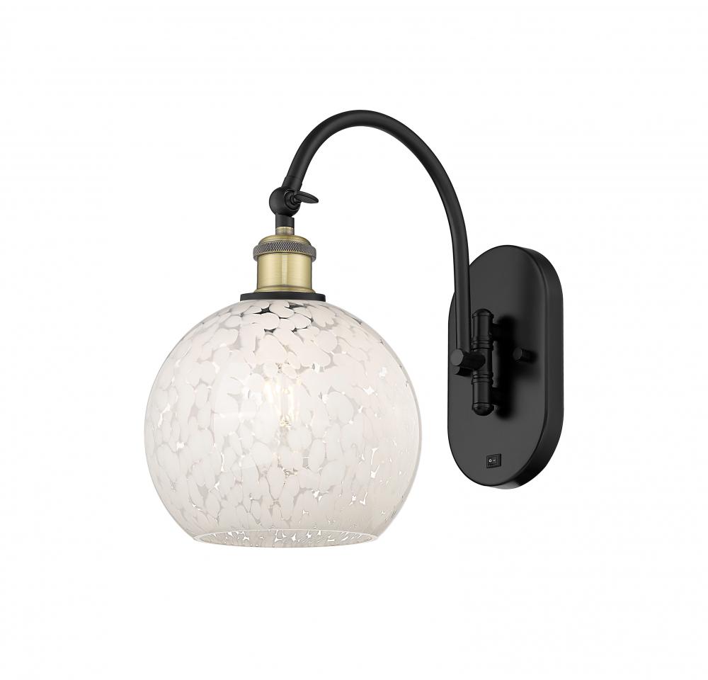 White Mouchette - 1 Light - 8 inch - Black Antique Brass - Adjustable Swing Arm