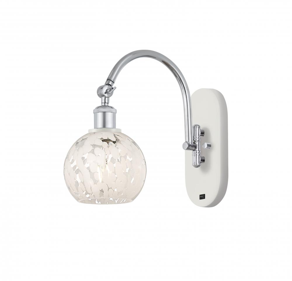 White Mouchette - 1 Light - 6 inch - White Polished Chrome - Adjustable Swing Arm