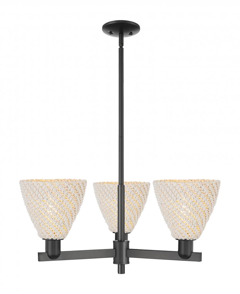 Bristol Natural - 3 Light - 18 inch - Matte Black - Flush Mount