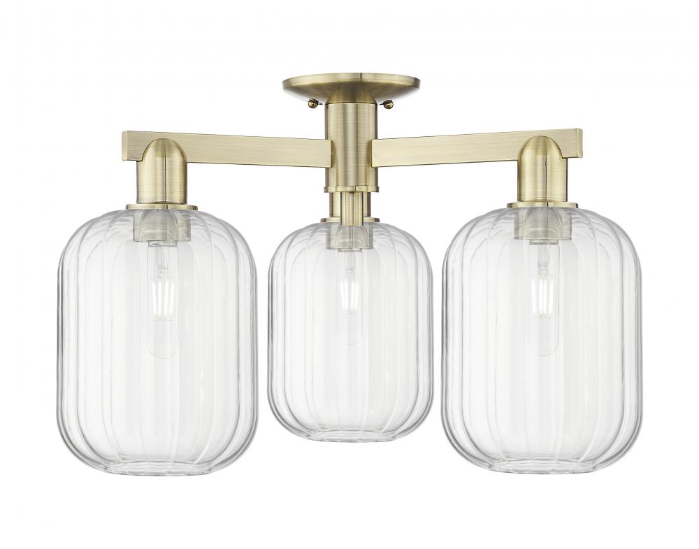 Preston - 3 Light - 6 inch - Antique Brass - Semi-Flush Mount