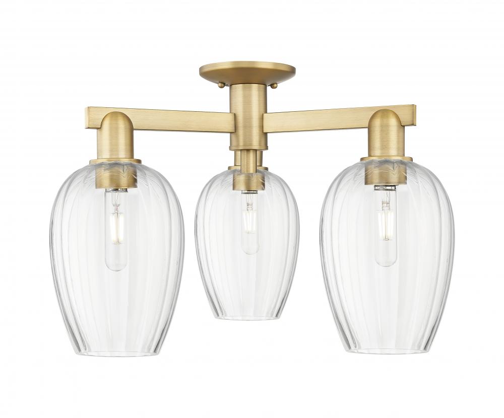 Preston - 3 Light - 6 inch - Brushed Brass - Semi-Flush Mount