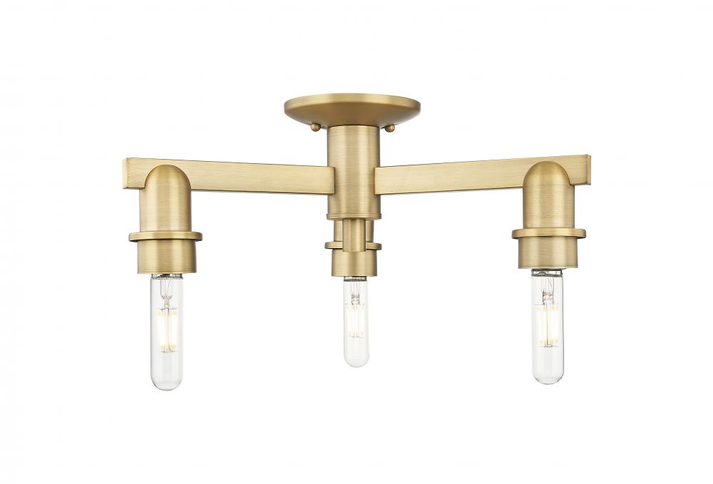 Arcadia - 3 Light - 18 inch - Satin Gold - Flush Mount