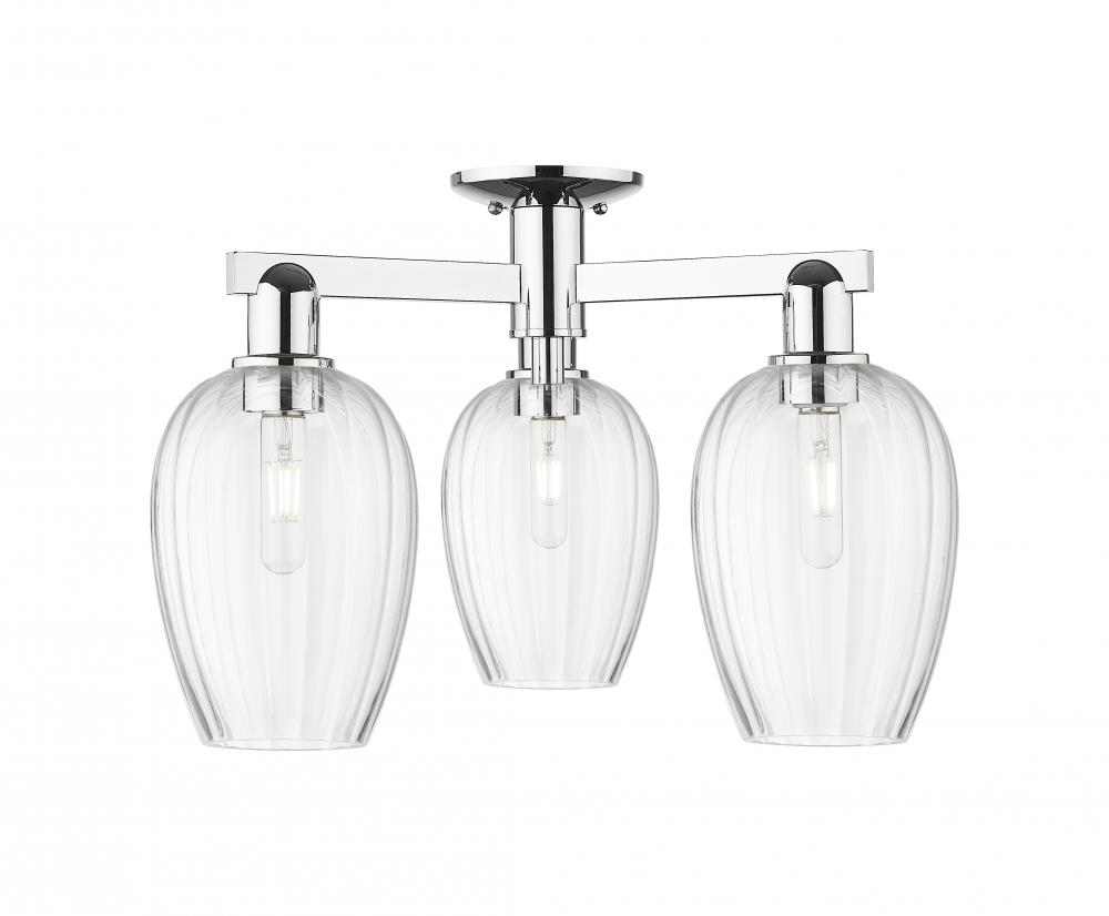 Preston - 3 Light - 6 inch - Polished Chrome - Semi-Flush Mount