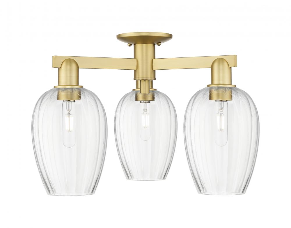 Preston - 3 Light - 6 inch - Satin Gold - Semi-Flush Mount