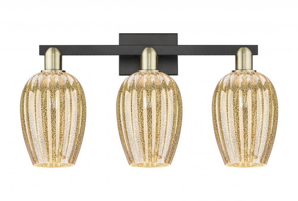 Preston - 3 Light - 26 inch - Black Antique Brass - Bath Vanity Light