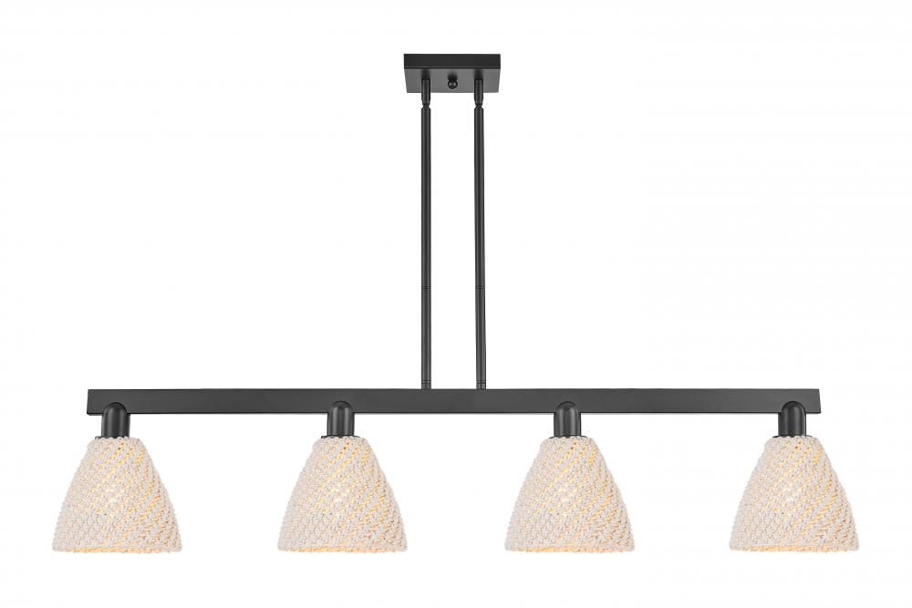 Bristol Natural - 4 Light - 48 inch - Matte Black - Cord hung - Island Light