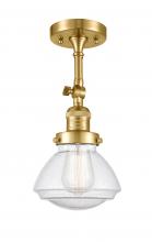 Innovations Lighting 201F-SG-G324 - Olean - 1 Light - 7 inch - Satin Gold - Adjustable Semi-Flush Mount