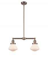 Innovations Lighting 209-AC-G321 - Olean - 2 Light - 22 inch - Antique Copper - Stem Hung - Adjustable Island Light