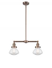 Innovations Lighting 209-AC-G322 - Olean - 2 Light - 22 inch - Antique Copper - Stem Hung - Adjustable Island Light