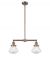 Innovations Lighting 209-AC-G324 - Olean - 2 Light - 22 inch - Antique Copper - Stem Hung - Adjustable Island Light