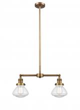 Innovations Lighting 209-BB-G322 - Olean - 2 Light - 22 inch - Brushed Brass - Stem Hung - Adjustable Island Light