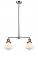 Innovations Lighting 209-SN-G321 - Olean - 2 Light - 22 inch - Brushed Satin Nickel - Stem Hung - Adjustable Island Light