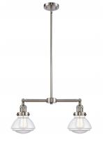 Innovations Lighting 209-SN-G322 - Olean - 2 Light - 22 inch - Brushed Satin Nickel - Stem Hung - Adjustable Island Light