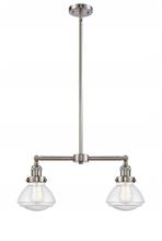 Innovations Lighting 209-SN-G324 - Olean - 2 Light - 22 inch - Brushed Satin Nickel - Stem Hung - Adjustable Island Light