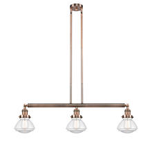 Innovations Lighting 213-AC-G322 - Olean - 3 Light - 39 inch - Antique Copper - Stem Hung - Adjustable Island Light