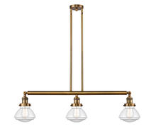 Innovations Lighting 213-BB-G322 - Olean - 3 Light - 39 inch - Brushed Brass - Stem Hung - Adjustable Island Light
