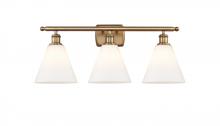 Innovations Lighting 516-3W-BB-GBC-81 - Berkshire - 3 Light - 28 inch - Brushed Brass - Bath Vanity Light