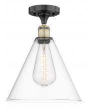 Innovations Lighting 616-1F-BAB-GBC-122 - Berkshire - 1 Light - 12 inch - Black Antique Brass - Semi-Flush Mount