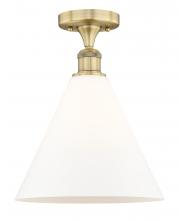 Innovations Lighting 616-1F-BB-GBC-121 - Berkshire - 1 Light - 12 inch - Brushed Brass - Semi-Flush Mount