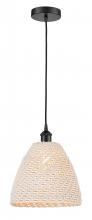 Innovations Lighting 616-1P-BK-NBD-12-NAT - Bristol Natural - 1 Light - 6 inch - Matte Black - Cord hung - Mini Pendant