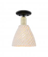 Innovations Lighting 716-1C-BAB-NBD-75-NAT - Bristol Natural - 1 Light - 6 inch - Black Antique Brass - Semi-Flush Mount